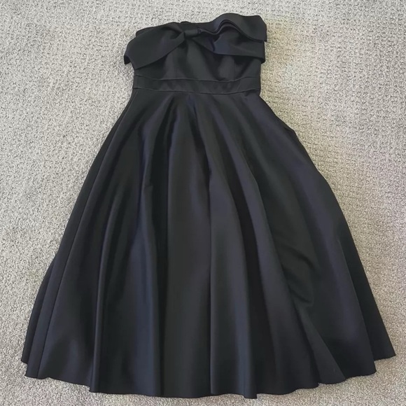 Cynthia Rowley Womens Black Bow Tea Dress Size 4 Prom Homecoming Wedding Formal - Picture 1 of 10